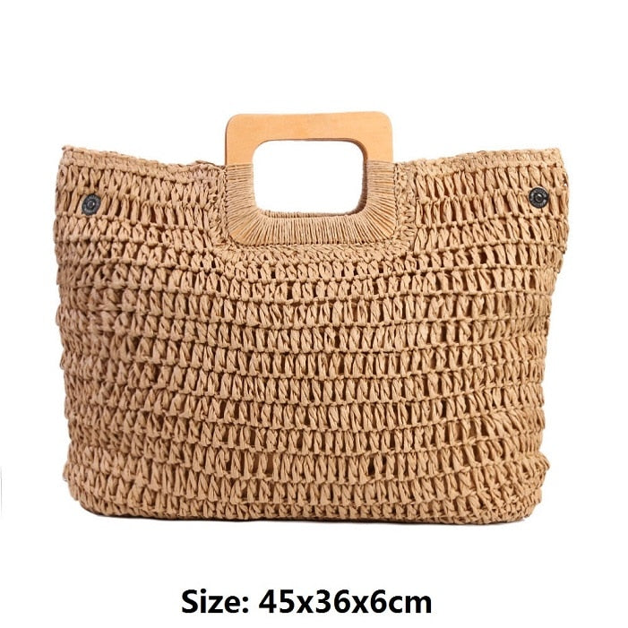 Vintage Bohemian Straw Bag for Women Summer Large Capacity Beach Handbags Rattan Handmade Kintted Travel Bags