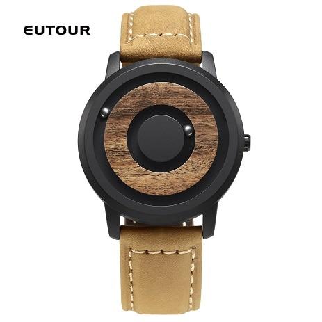 Minimalist Novelty Wood Dial Magnetic Scaleless Belt Natural Forest Fashion Men's Couple Watch