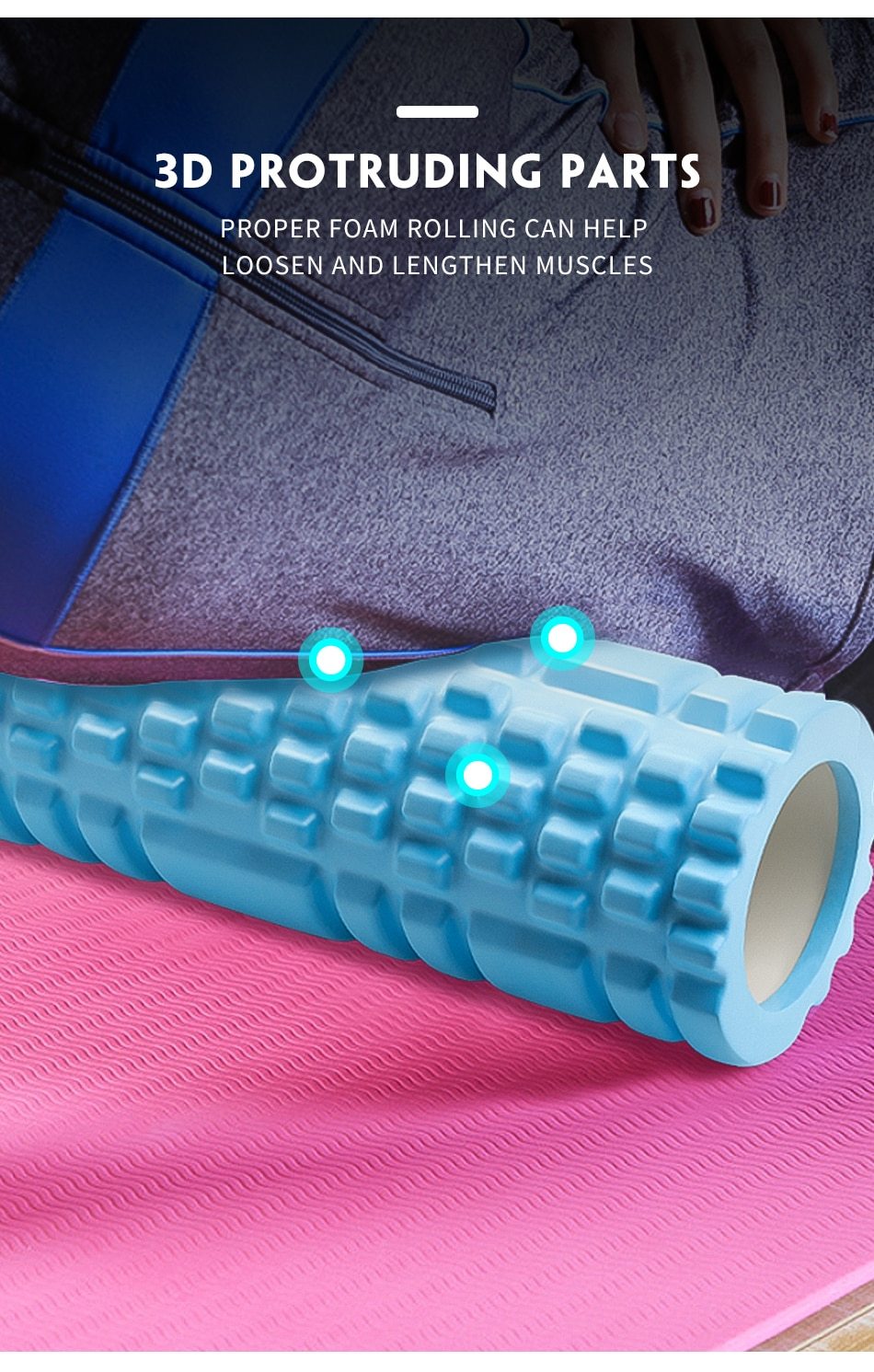 Pilates Yoga Foam Roller for Back Massage Exercises Physical Therapy Home Gym