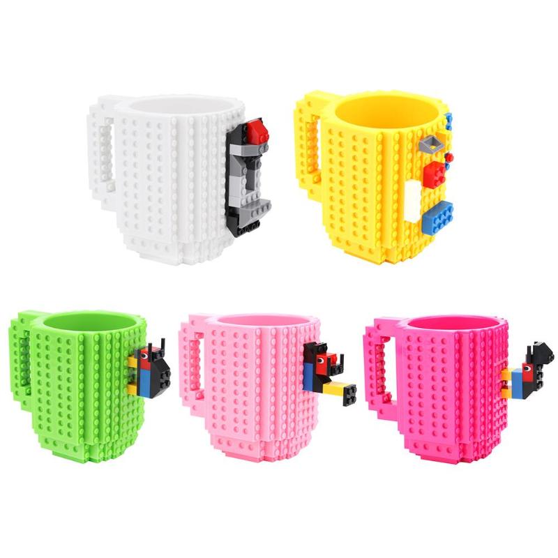 350ml Creative Coffee Mug Travel Cup Kids Adult Cutlery Lego Drink Mixing Dinnerware Set For Child - JustgreenBox