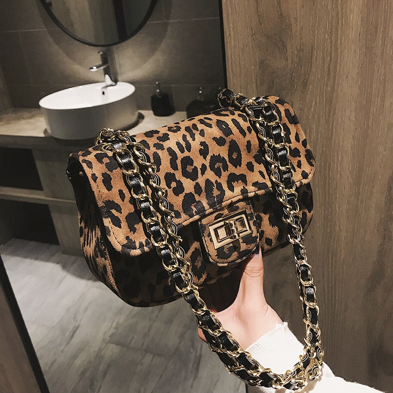 Mini Women Handbag Leopard Small Square Lock Bag Luxury Evening Clutch