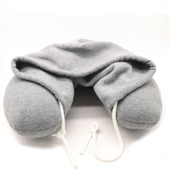 Hooded Travel Neck Pillow Support U-Shaped Eye Mask
