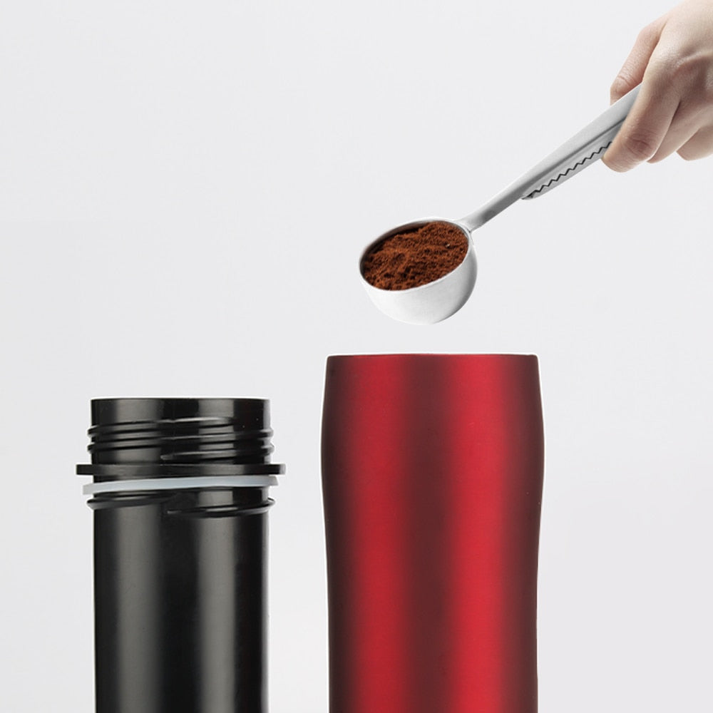 350ML French Press Stianless Steel Portable Coffee Maker Tarvel With Plunger Filter Double Wall Vacuum Mug Pot - JustgreenBox
