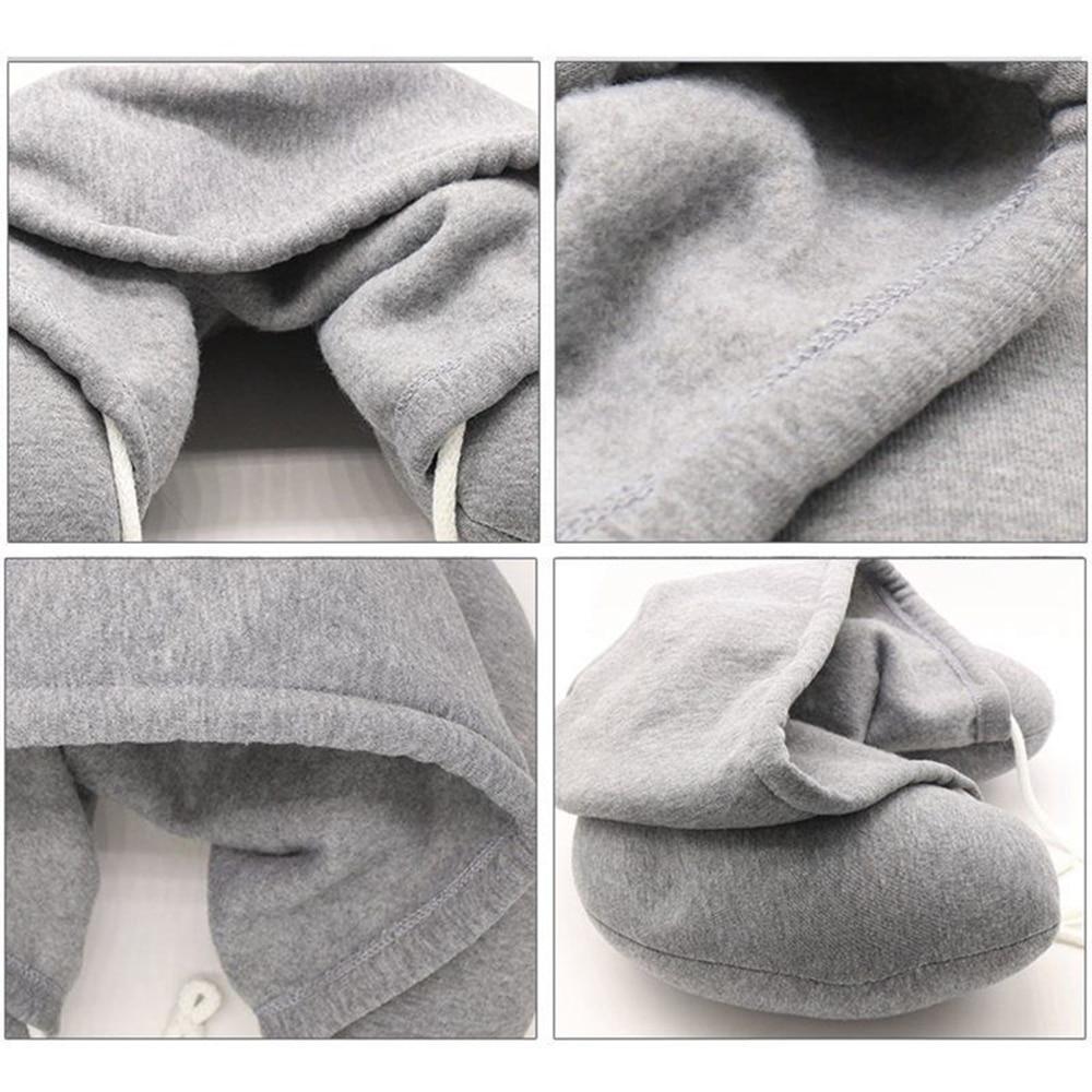 Hooded Travel Neck Pillow Support U-Shaped Eye Mask