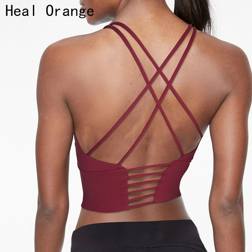 Heal Orange Sports Top Vest Beauty Back Bra Shock Proof Gathering High Intensity Yoga Underwear Fitness - JustgreenBox