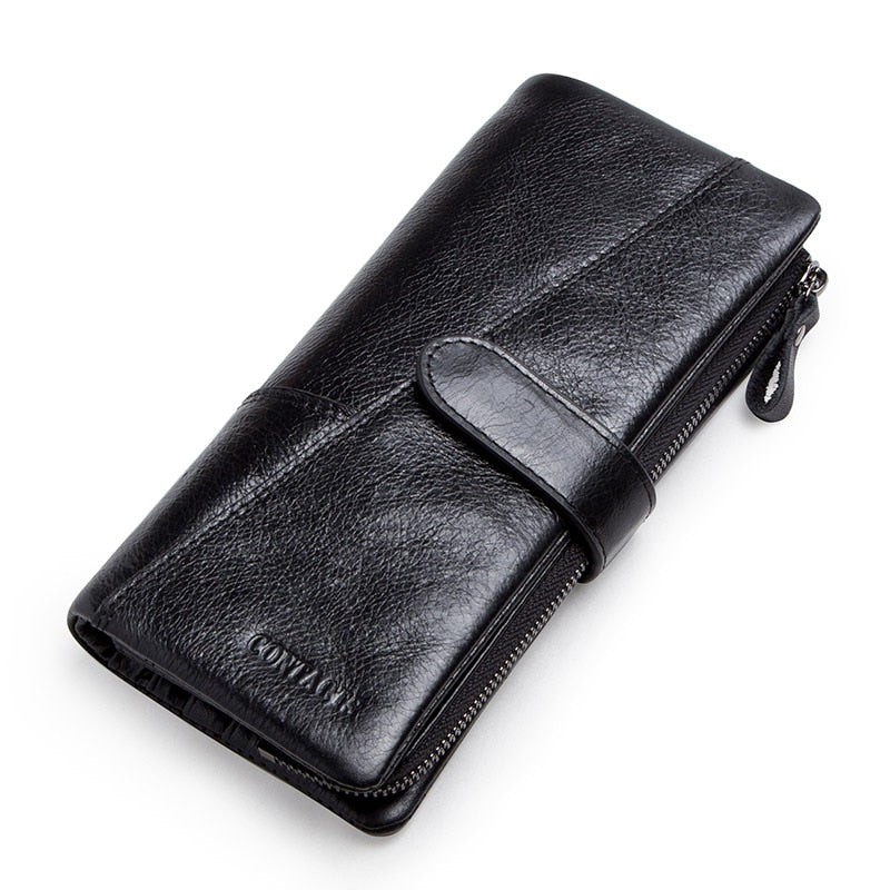 New Genuine Leather Wallet Fashion Coin Purse For Ladies Women Long Clutch Wallets With Cell Phone Bags Card Holder
