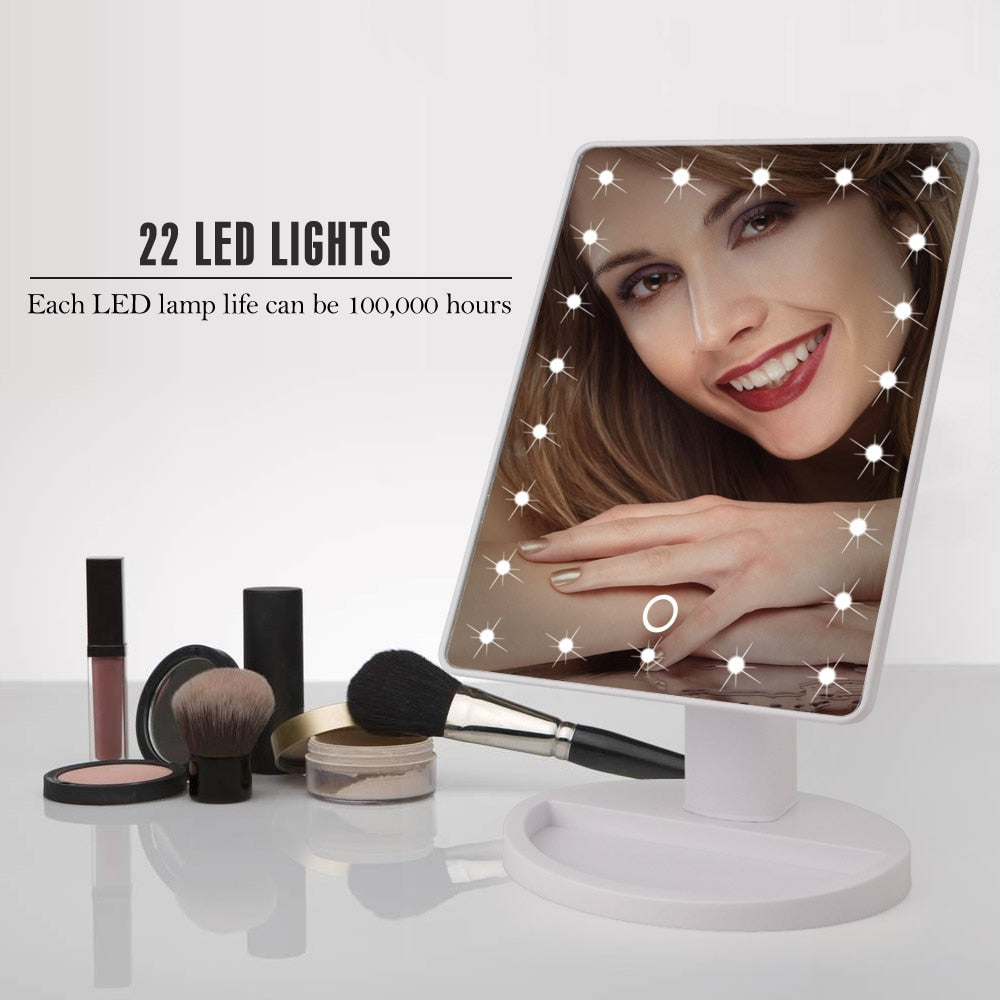 LED Lights Touch Screen Makeup Mirror - JustgreenBox