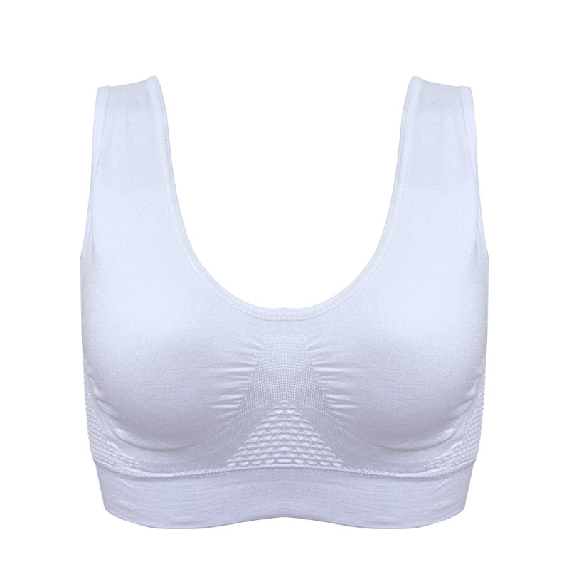 Breathable Mesh Sport Bra Women Hollow Out Cross Shockproof Push Up Yoga  For Fitness Running Gym Vest Top - JustgreenBox