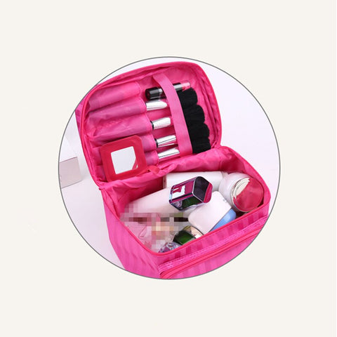 Woman Cosmetic Bags Striped Pattern Organizer Makeup Bag Travel Toiletry Large Capacity Storage Beauty