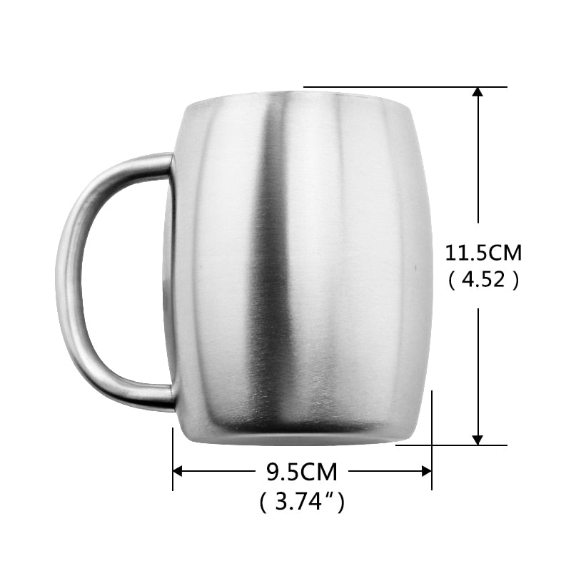 Stainless Steel Coffee Beer Double Wall Thermo Wine Tumbler Travel Mugs For Tea Cup Moscow Mule (Silver 400ml) - JustgreenBox