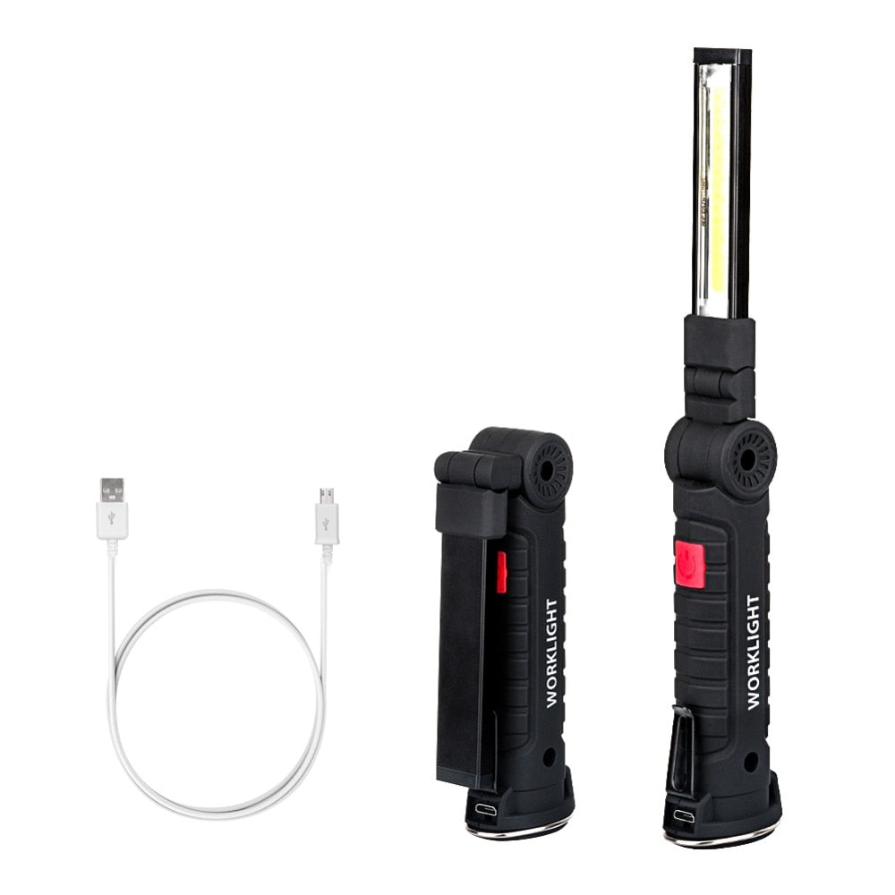 Portable 5 Mode COB Flashlight Torch USB Rechargeable LED Work Lights Magnetic Lanterna Hanging Hook Lamp - JustgreenBox