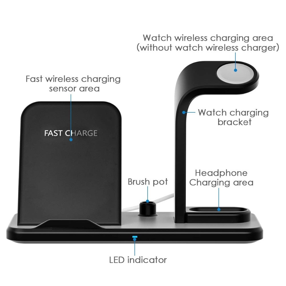3 in 1 10W Qi Wireless Charger For iWatch 5 4 2 AirPods Fast Charging for Apple Watch iPhone 11 XS XR X 8 Samsung S10 S9 - JustgreenBox