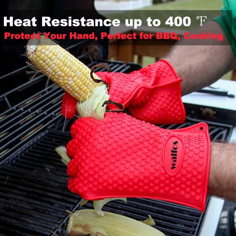 1 Piece Food Grade Cooking Baking BBQ Glove Heat Resistant Silicone BBQ Grill Glove Barbecue Grilling Glove BBQ Tools - JustgreenBox