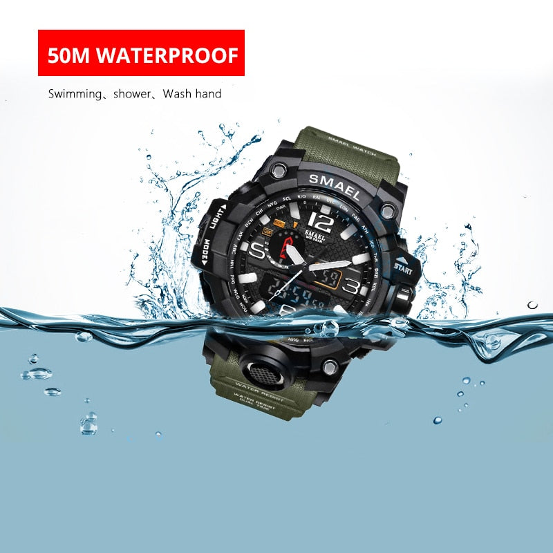 Military 50m Waterproof LED Quartz Wristwatch For Men - JustgreenBox