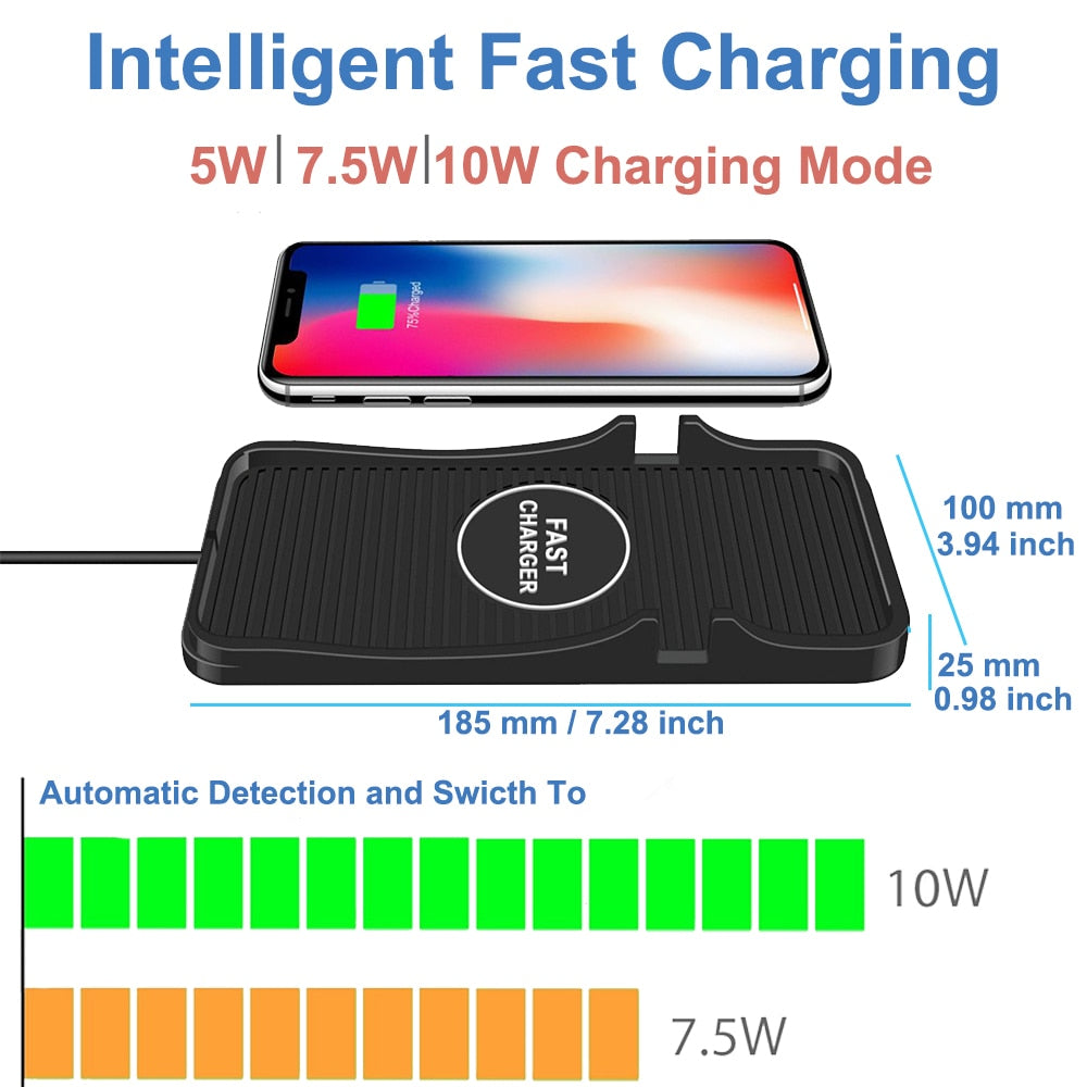 Universal Wireless Car Charger QI Charging Pad, Soft Silicone Mat with GPS Holder Mount for iPhone 8/8Plus Samsung - JustgreenBox