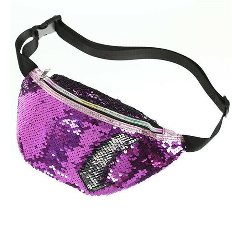 Waist Bag Female Belt PU Glitter Sequin Waterproof Chest Handbag Unisex Fanny Pack Ladies Waist Pack Belly Bags