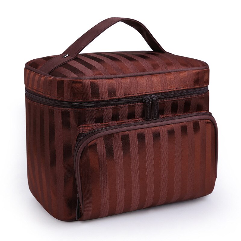 Woman Cosmetic Bags Striped Pattern Organizer Makeup Bag Travel Toiletry Large Capacity Storage Beauty