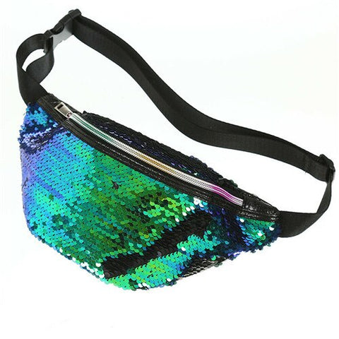 Waist Bag Female Belt PU Glitter Sequin Waterproof Chest Handbag Unisex Fanny Pack Ladies Waist Pack Belly Bags