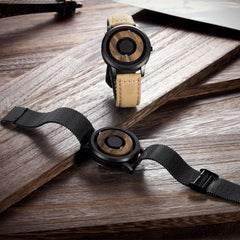 Minimalist Novelty Wood Dial Magnetic Scaleless Belt Natural Forest Fashion Men's Couple Watch