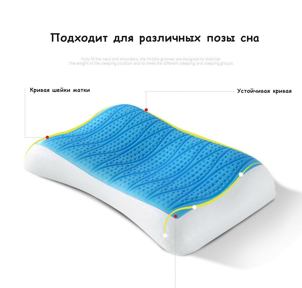Cotton Memory Orthopedic Sleep Blue Cool Comfort Gel Neck Pillow