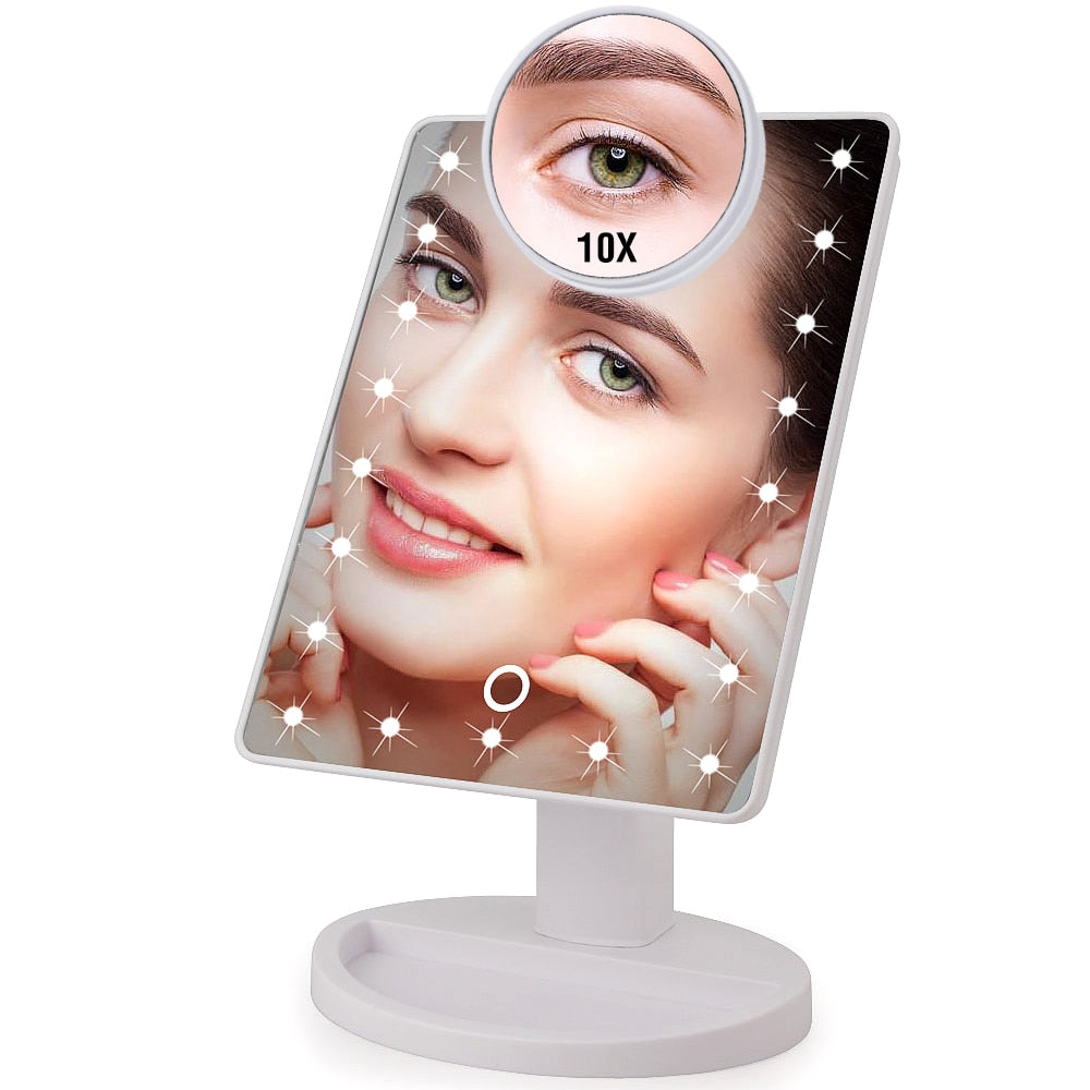 LED Lights Touch Screen Makeup Mirror - JustgreenBox