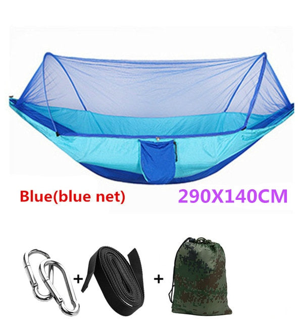 Automatic unfolding hammock ultralight parachute hunting mosquito net double lifting outdoor furniture 250X120CM - JustgreenBox