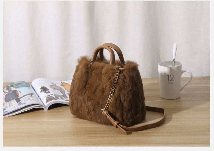 Real Fur bag winter new women's Women Bags shoulder Messenger luxury designer Leather Bag Evening