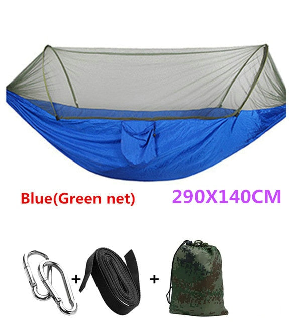 Automatic unfolding hammock ultralight parachute hunting mosquito net double lifting outdoor furniture 250X120CM - JustgreenBox
