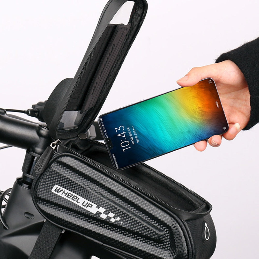 MTB Road Bicycle Waterproof Front Frame Pouch Tube Bag With Touchscreen Mobile Phone Case