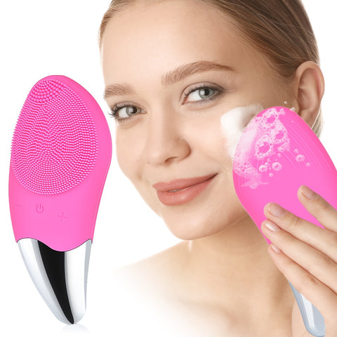 Facial Cleansing Brush Rechargeable Waterproof Silicone Sonic Vibration Deep Cleaning Blackhead Remover Anti-ageing