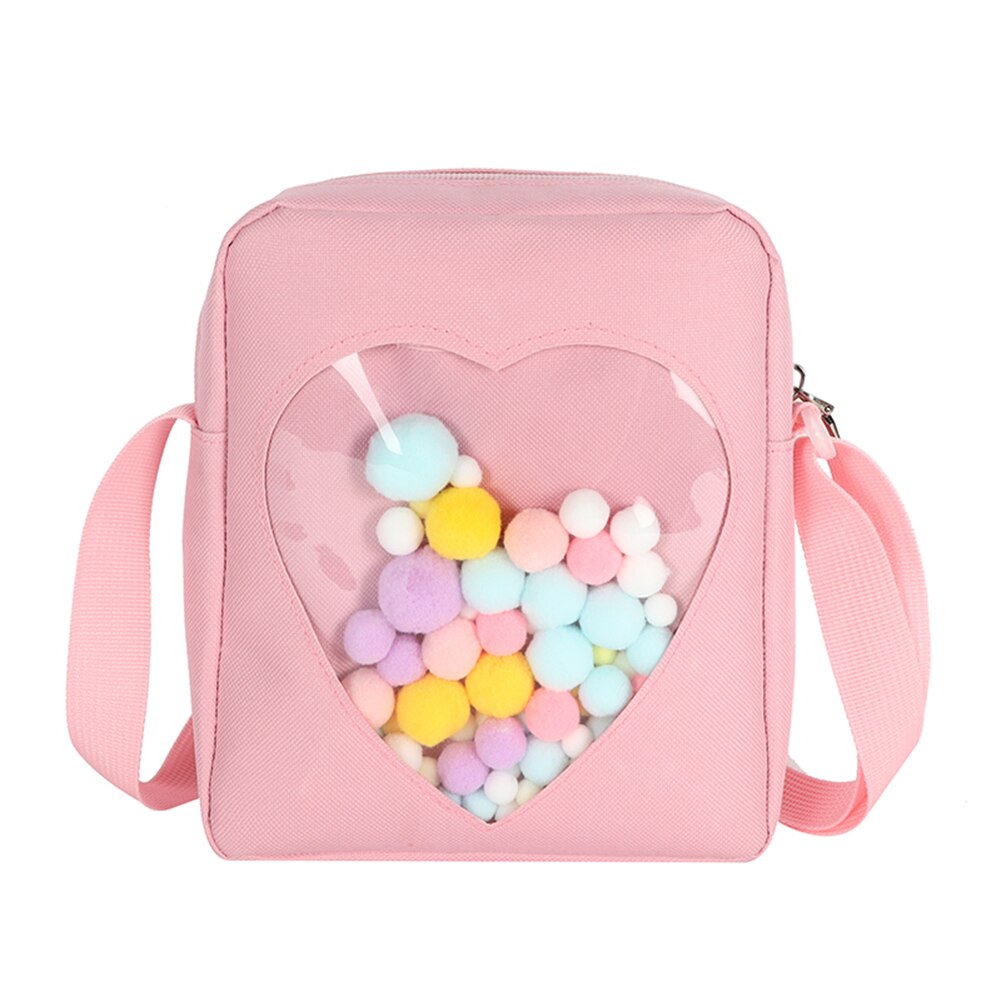 Transparent Love Solid Color Crossbody Bag Ladies Casual Small Oxford Cloth Shoulder Bags Women Fashion Mobile Phone Pouch Purse