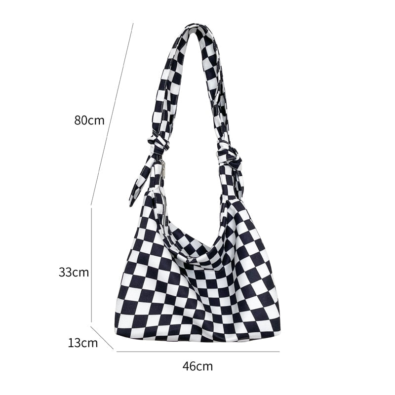 Women Canvas Hobos Bags Bow Canvas Zipper Bags Fashion Crossbody Bag