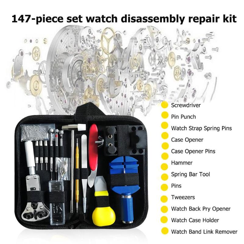 147pcs Watch Repair Tool Kit Link Pin Remover Case Opener Spring Bar Horlogemaker Gereedschap Tool (147pcs) - JustgreenBox