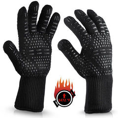 bakewere Oven Mitts Gloves BBQ Silicon gloves High Temperature Anti-scalding 500/800 Degree Insulation Barbecue Microwave - JustgreenBox