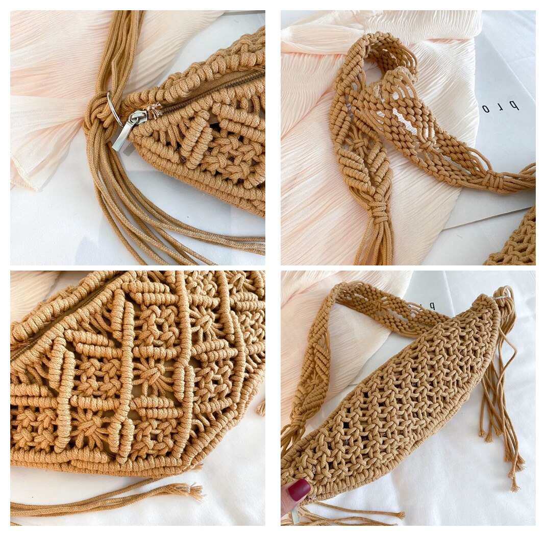 Female Bohemian Crochet Ethnic Waist Pack Bum Belt Bags