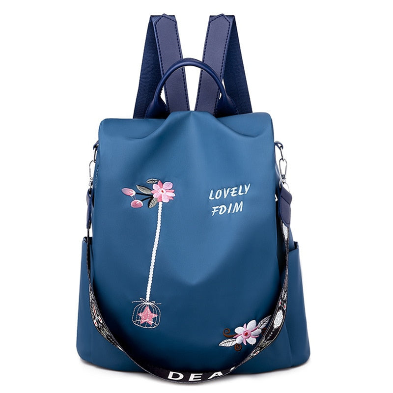 Women Embroidery Backpack Waterproof Oxford Female Rucksack School Bag Teen Fashion Girls Anti Theft Casual