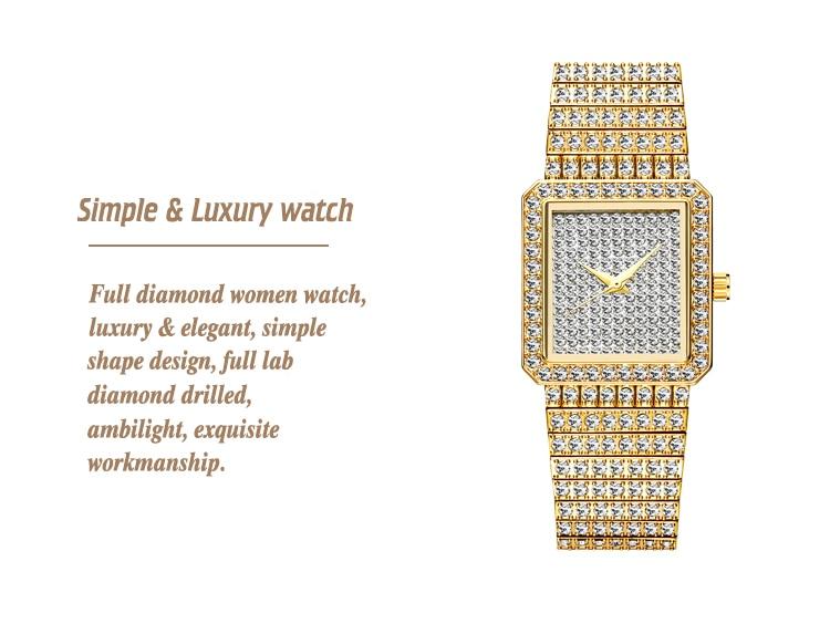 Diamond Watch For Women Luxury Brand Ladies Analog Quartz Unique Movt