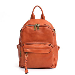 Leather Backpacks For Women Vintage Style Tassel Casual Shoulder Bags School Bag Female Functional Leather Knapsacks