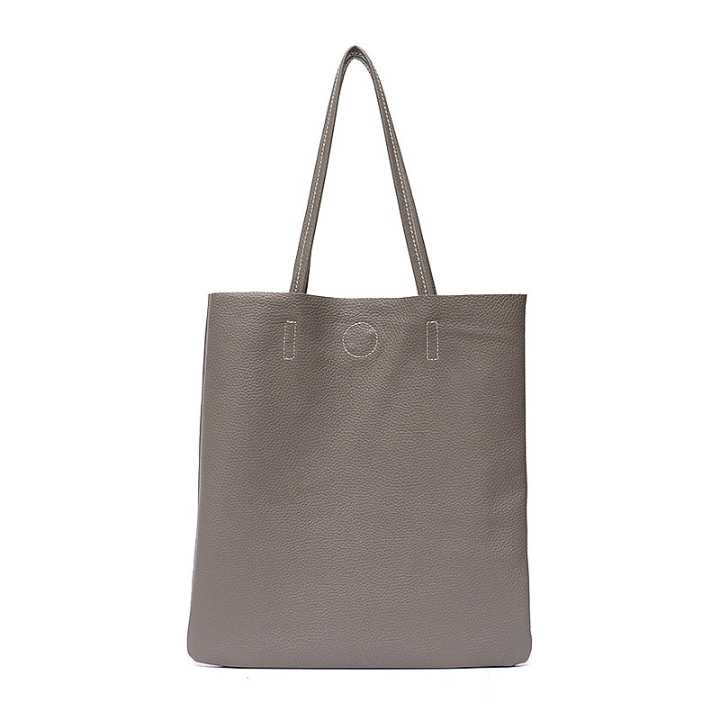 Large Female Totes Bag Brand Designer Simple Solid Color Natural Cowhide Shopping Purse Shoulder Bags For Women