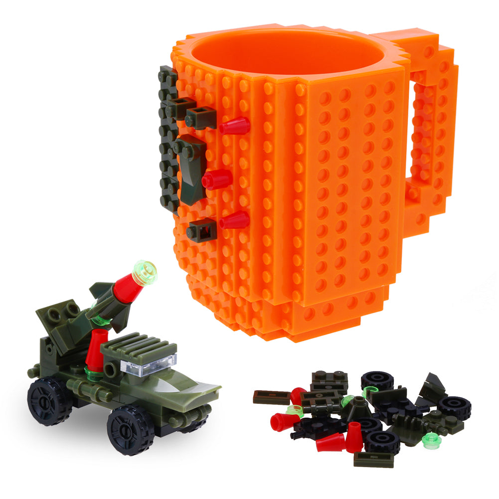 350ml Creative Coffee Mug Travel Cup Kids Adult Cutlery Lego Drink Mixing Dinnerware Set For Child - JustgreenBox