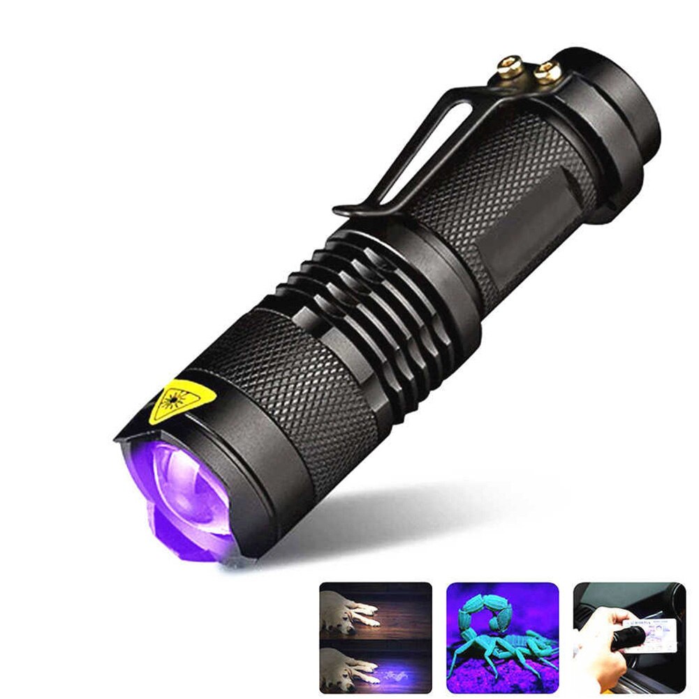 Black 365/395 Nm UV Flashlight Handheld Portable Ultraviolet Detector - JustgreenBox