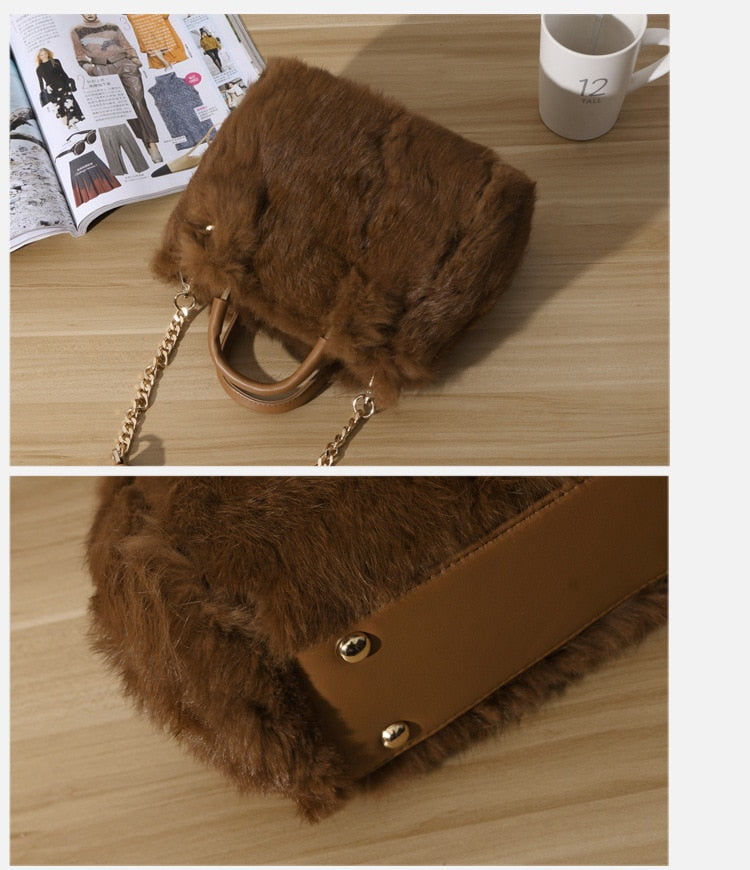 Real Fur bag winter new women's Women Bags shoulder Messenger luxury designer Leather Bag Evening