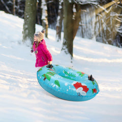Inflatable 94cm Round Snow Sled with Handles for Kids