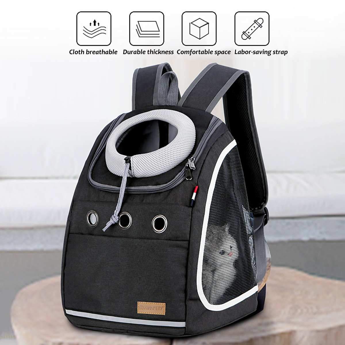 Double Shoulder Strong Pet Carrier Backpack Dog Cat Outdoor Travel Portable Mesh Head Bag