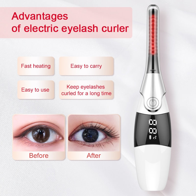3D Rechargeable Heated Long-Lasting Ceramic Inner Electric Eyelash Curler USB