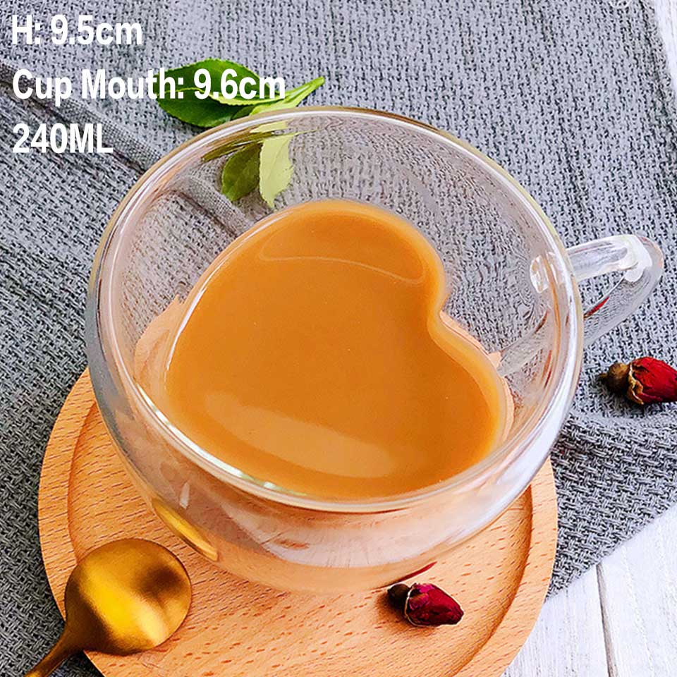 Heat Resistant Travel Double Wall Glass Coffee/Tea Cups And Mugs With The Handle Drinking Shot Glasses - JustgreenBox