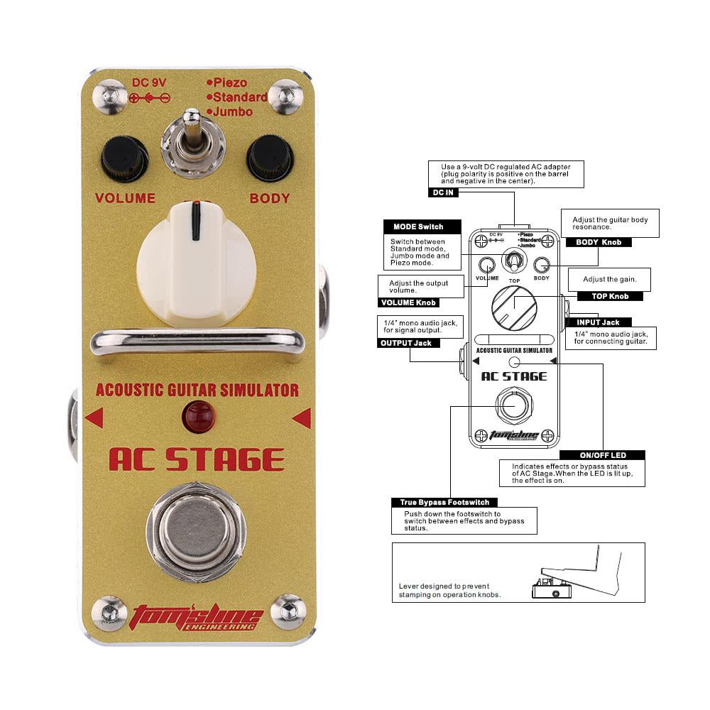 AC Stage Acoustic Guitar Simulator Mini Single Electric Effect Pedal with True Bypass