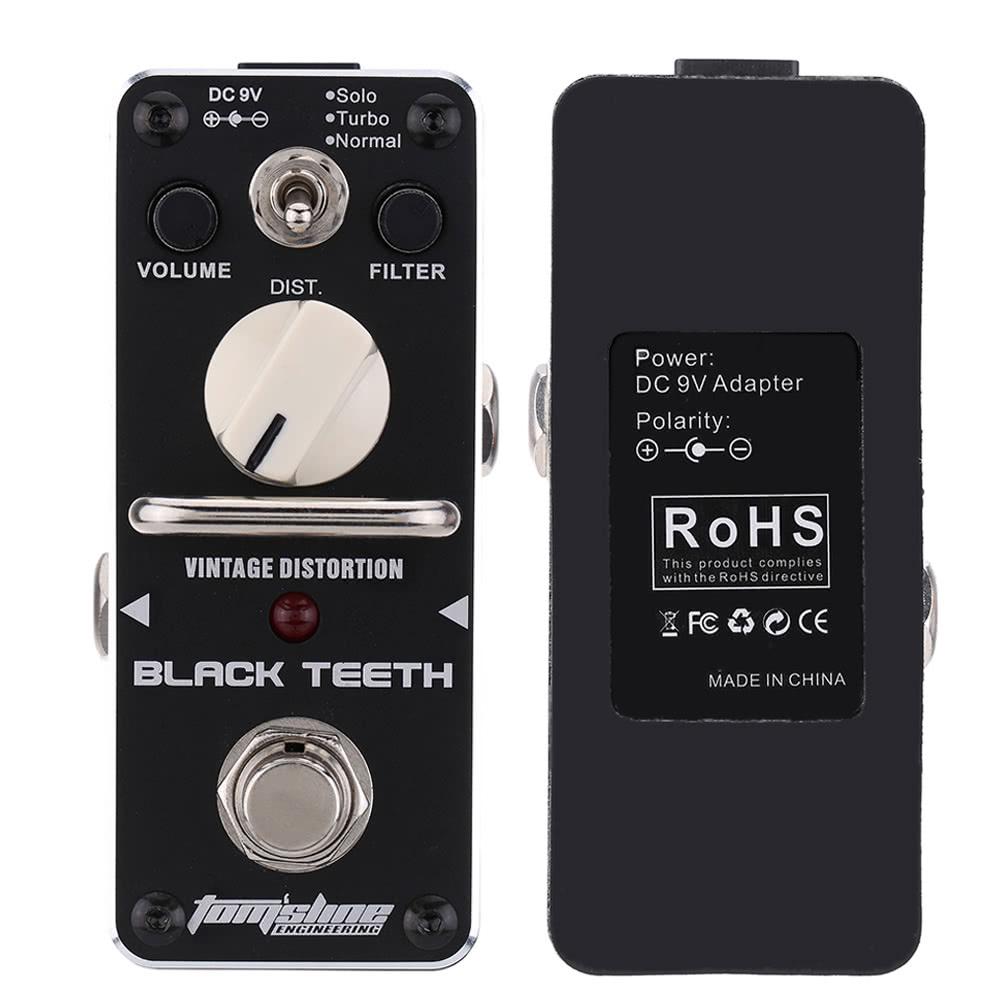 Black Teeth Vintage Distortion Electric Guitar Effect Pedal Mini Single with True Bypass