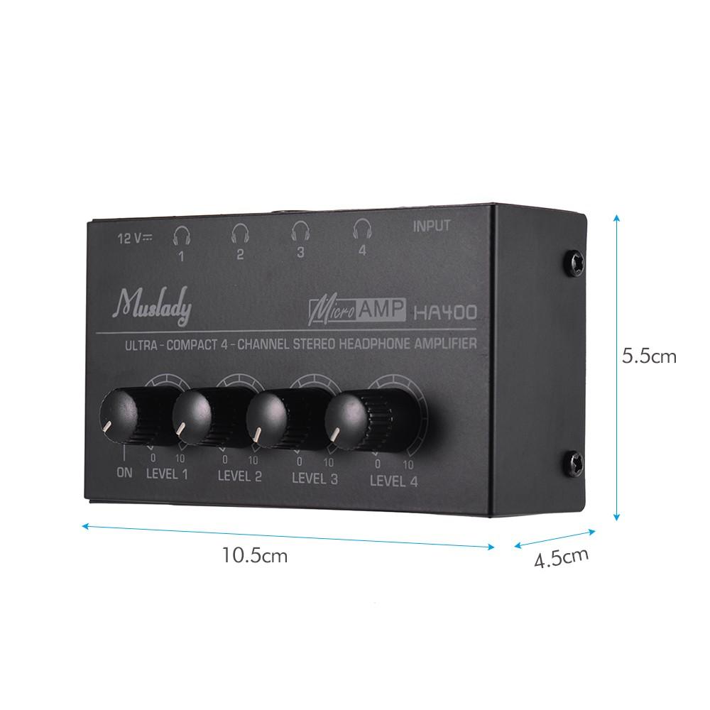 Ultra-compact 4 Channels Mini Audio Stereo Headphone Amplifier with Power Adapter