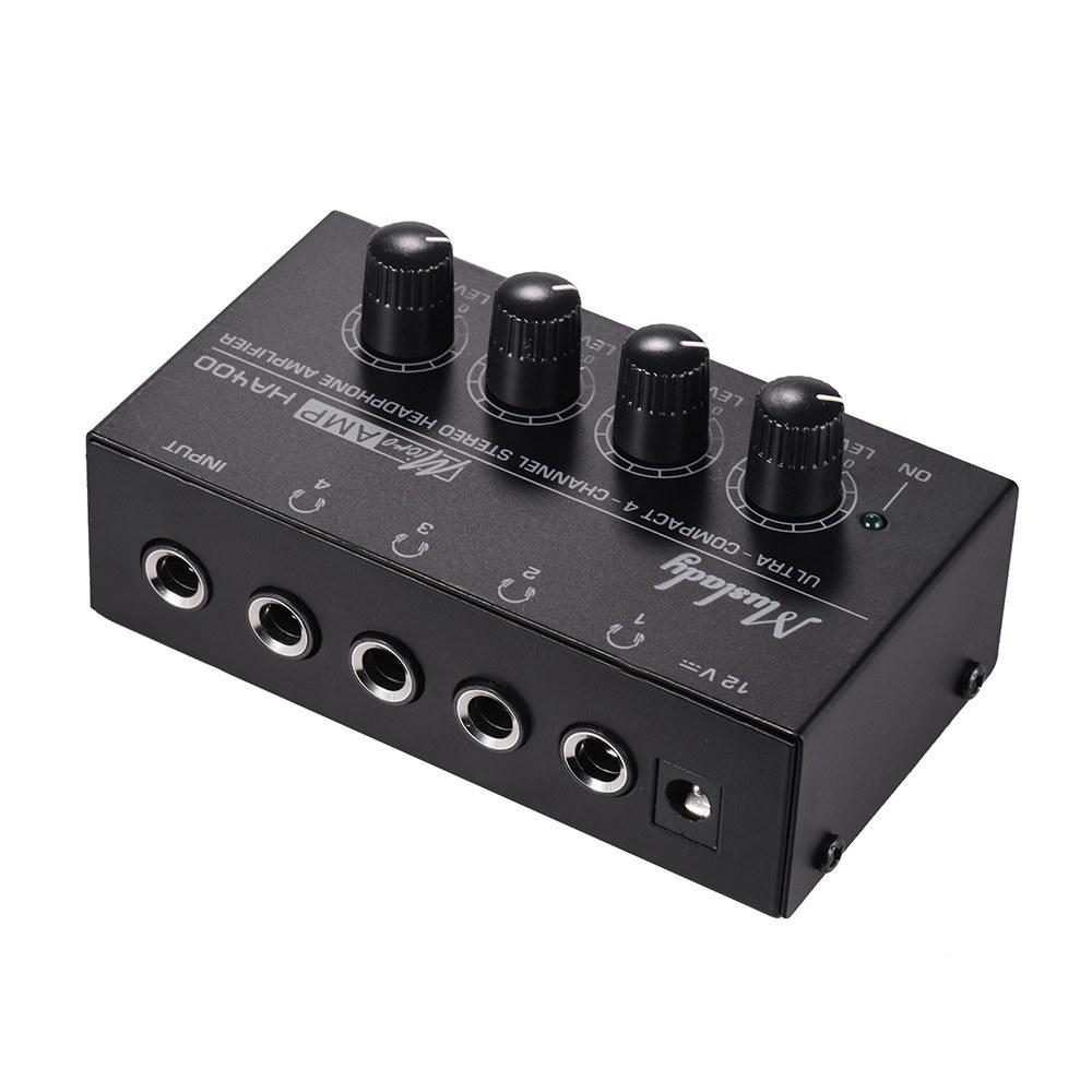 Ultra-compact 4 Channels Mini Audio Stereo Headphone Amplifier with Power Adapter